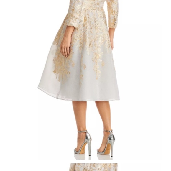 Teri Jon Metallic Gold Midi Dress Size 10 - Picture 4 of 11